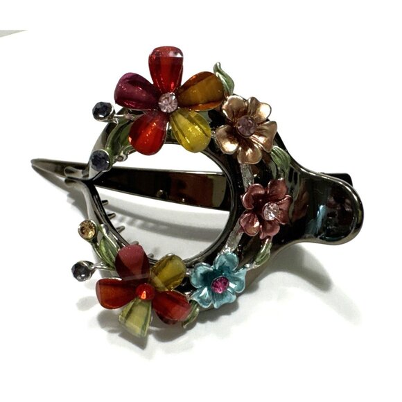 Floral French Hair Clip with Stones Set of Two - Picture 5 of 10